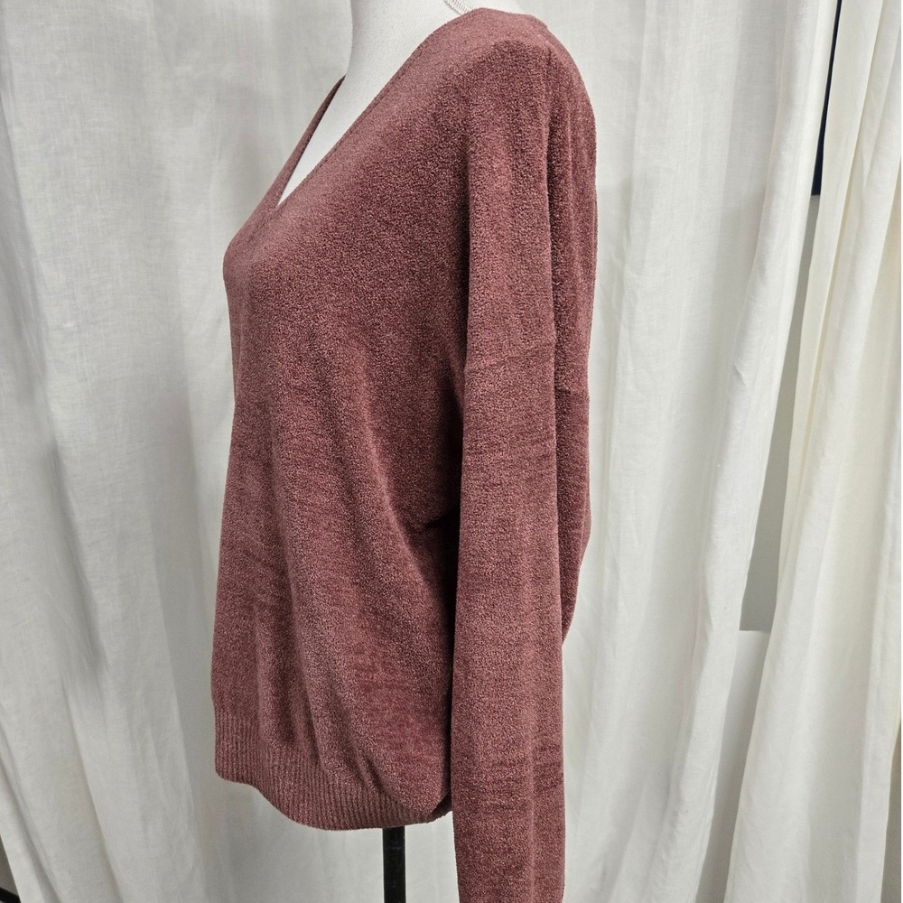 Barefoot Dreams CozyChic Ultra Lite V-Neck Pullover Sweater SOFT Mauve Size  L/P - Picture 5 of 10